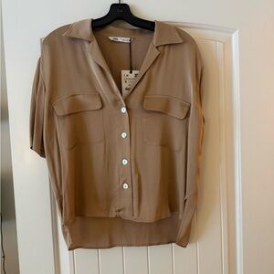 Zara Beige Button-Up Shirt